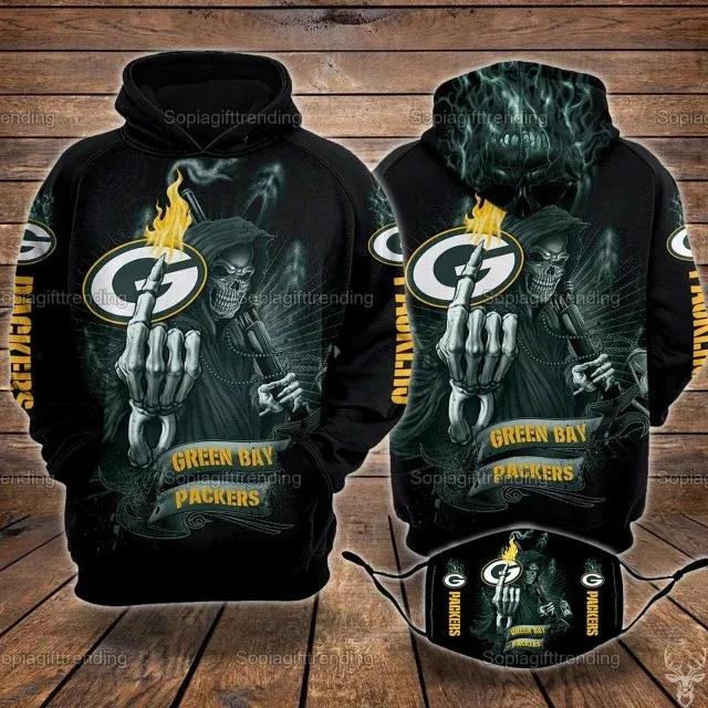Skull Death Fuck Green Bay Packers NFL 3D All Over Print Hoodie -Moonbestprint