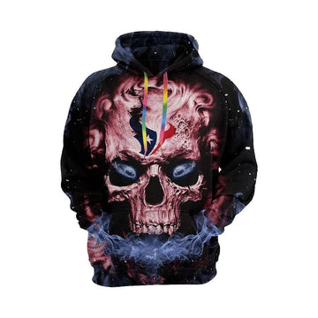 Skull Houston Texans Smoke NFL 3D All Over Print Hoodie -Moonbestprint