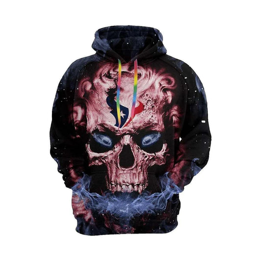 Skull Houston Texans Smoke NFL 3D All Over Print Hoodie -Moonbestprint