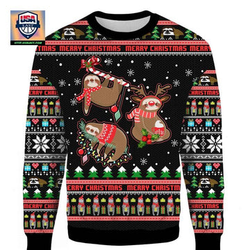 Sloth Xmas Ugly Merry Christmas 3D Sweater ? Usalast