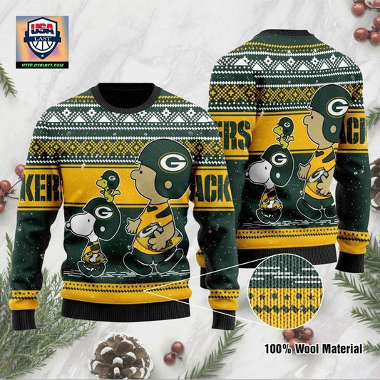 Snoopy And Charlie Brown Green Bay Packers Ugly Christmas Sweater ? Usalast
