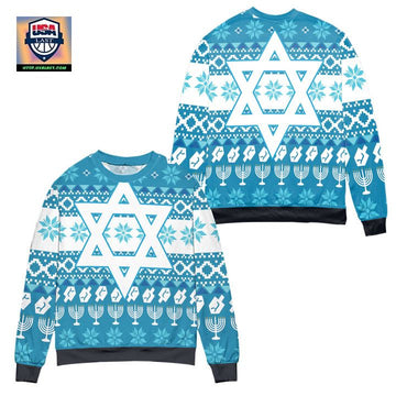 Snowflake And Candles Pattern Ugly Christmas Sweater ? Usalast