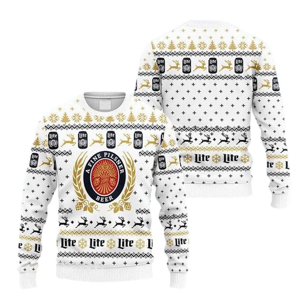 Snowflakes Miller Lite Christmas Ugly Sweater – Moonbestprint