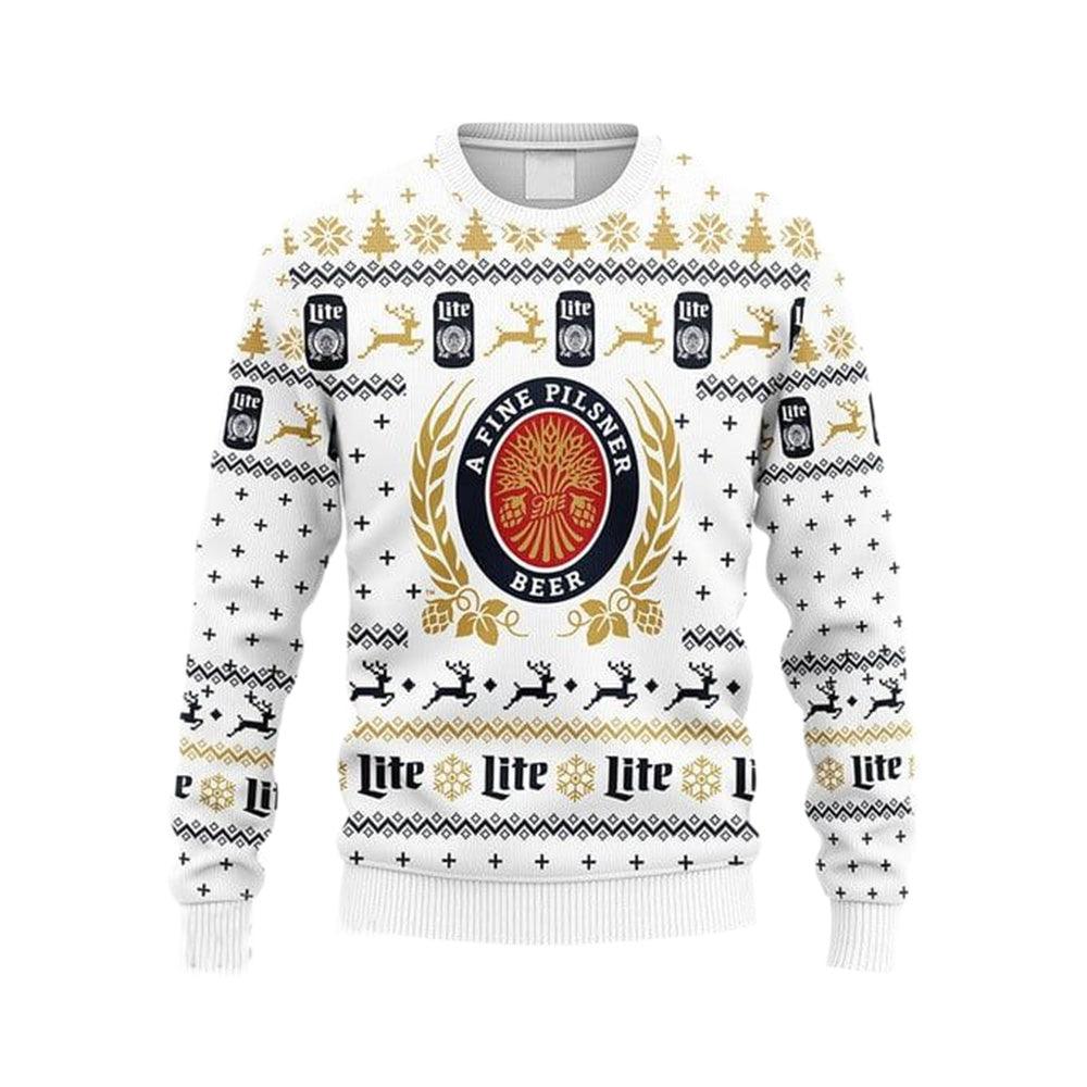 Snowflakes Miller Lite Christmas Ugly Sweater – Moonbestprint
