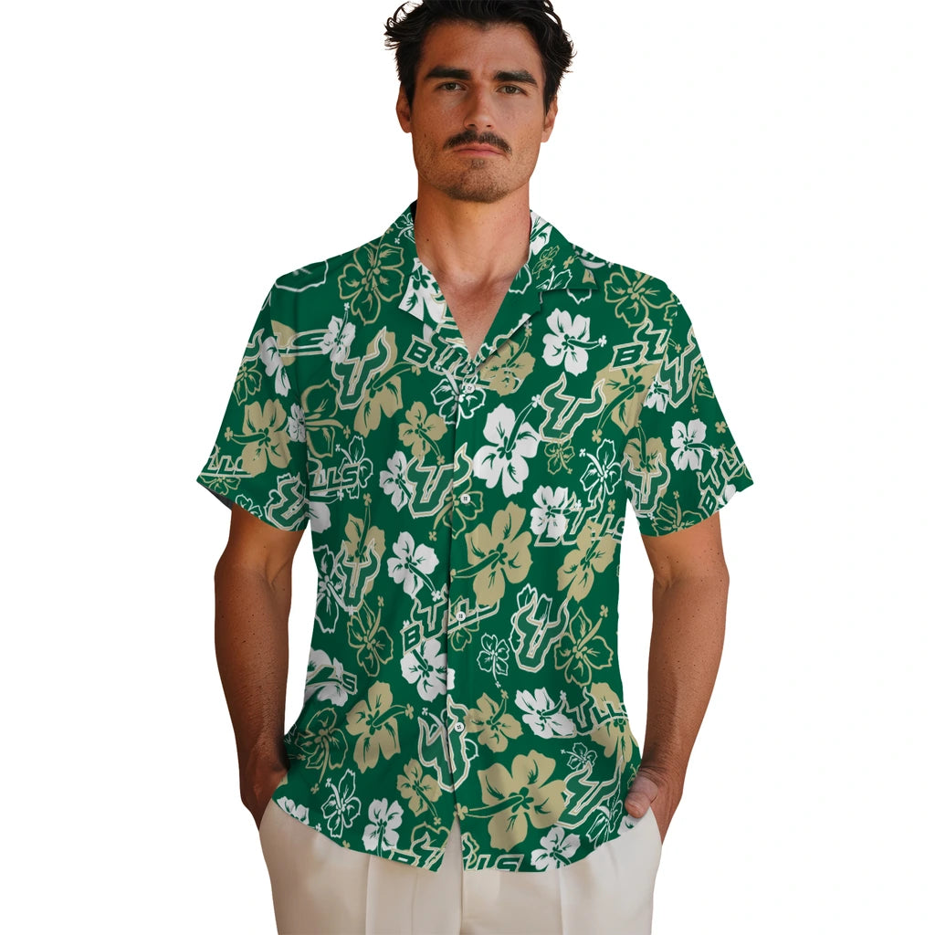 South Florida Bulls Hibiscus Bloom Hawaiian Shirt – Moonbestprint