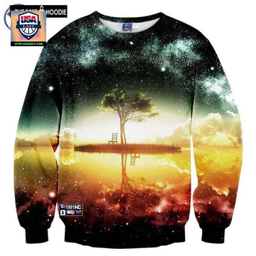 Space Galaxy 3D Sweater Men 3D Hoodies Harajuku Style Funny Print Nightfall Trees Hombre Sudadera Sh4345 ? Usalast