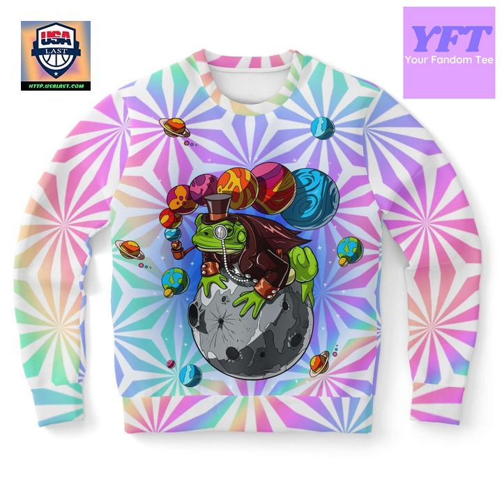 Spase Frog Holographic Psychedelic 3d Ugly Christmas Sweater ? Usalast