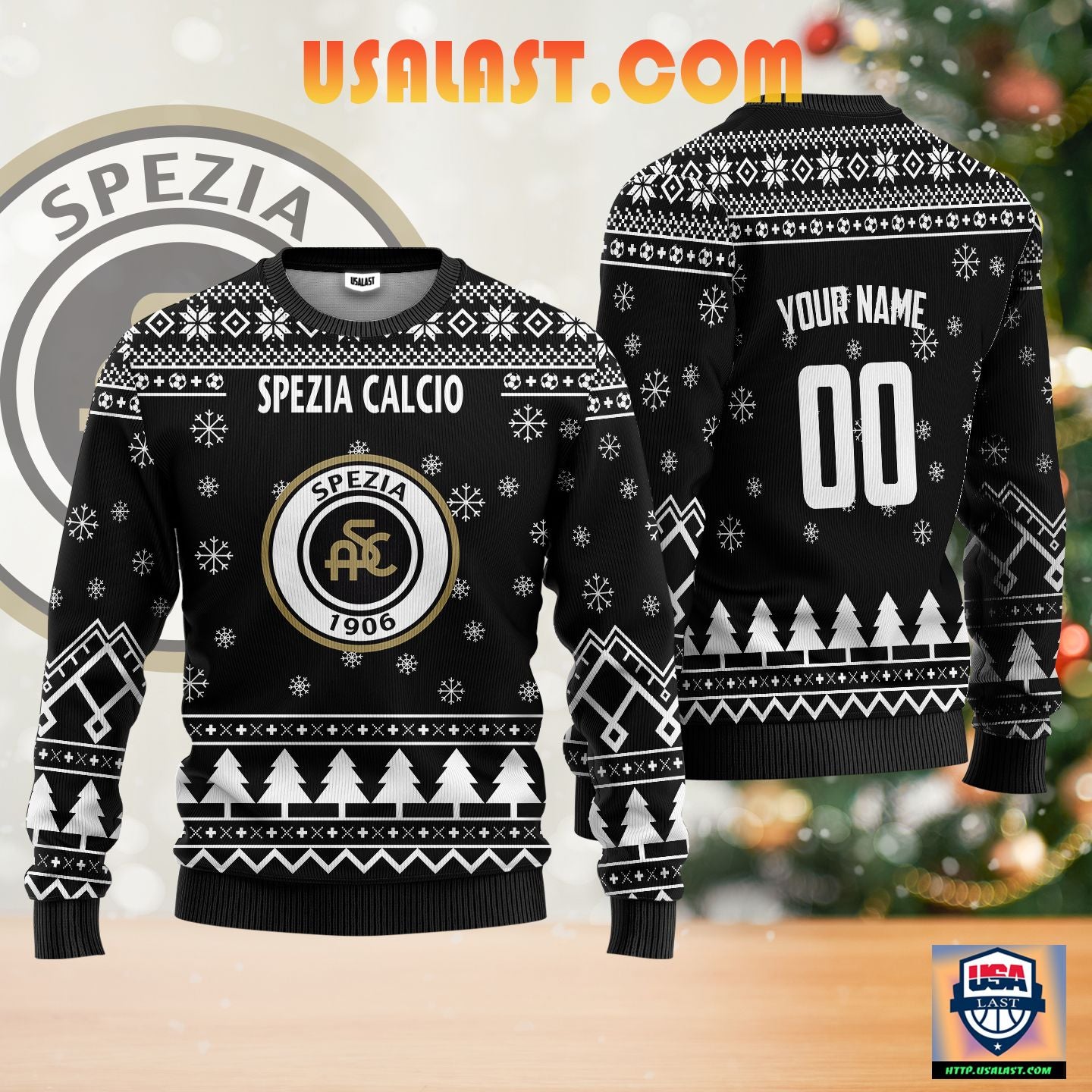 Spezia Calcio Personalized Ugly Christmas Sweater Black Version ? Usalast