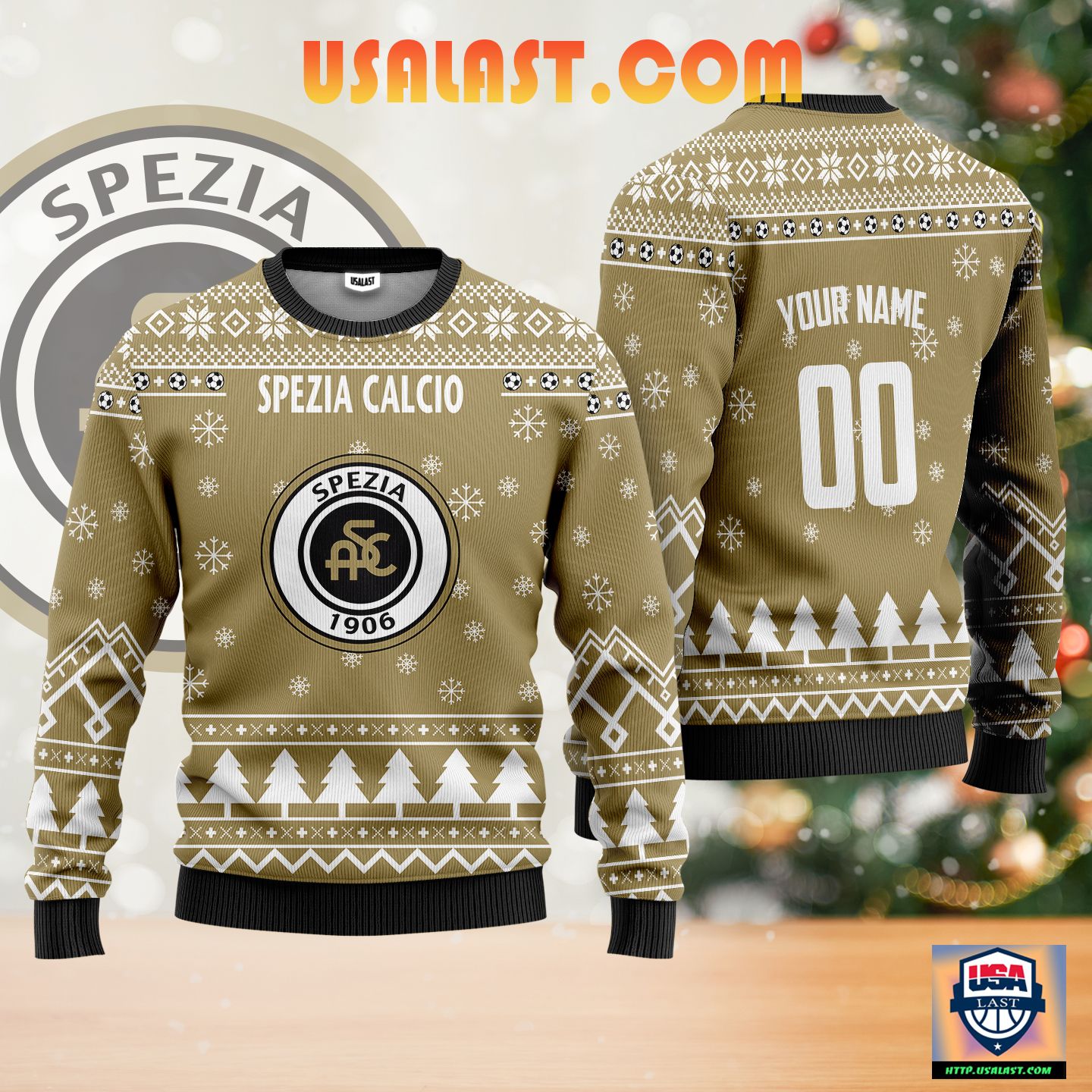 Spezia Calcio Personalized Ugly Christmas Sweater Gold Version ? Usalast