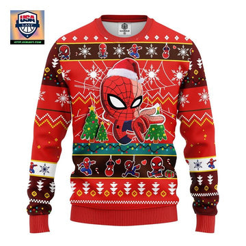 Spiderman Chibi Ugly Christmas Sweater Red Amazing Gift Idea Thanksgiving Gift ? Usalast