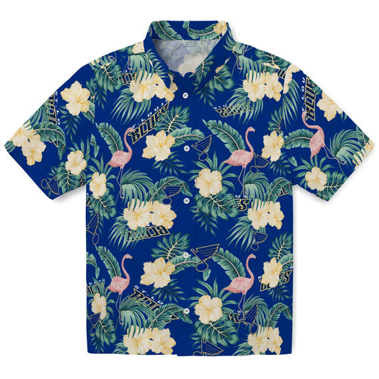 St. Louis Blues Hawaiian Shirt - Flamingo and Hibiscus | Moonbestprint