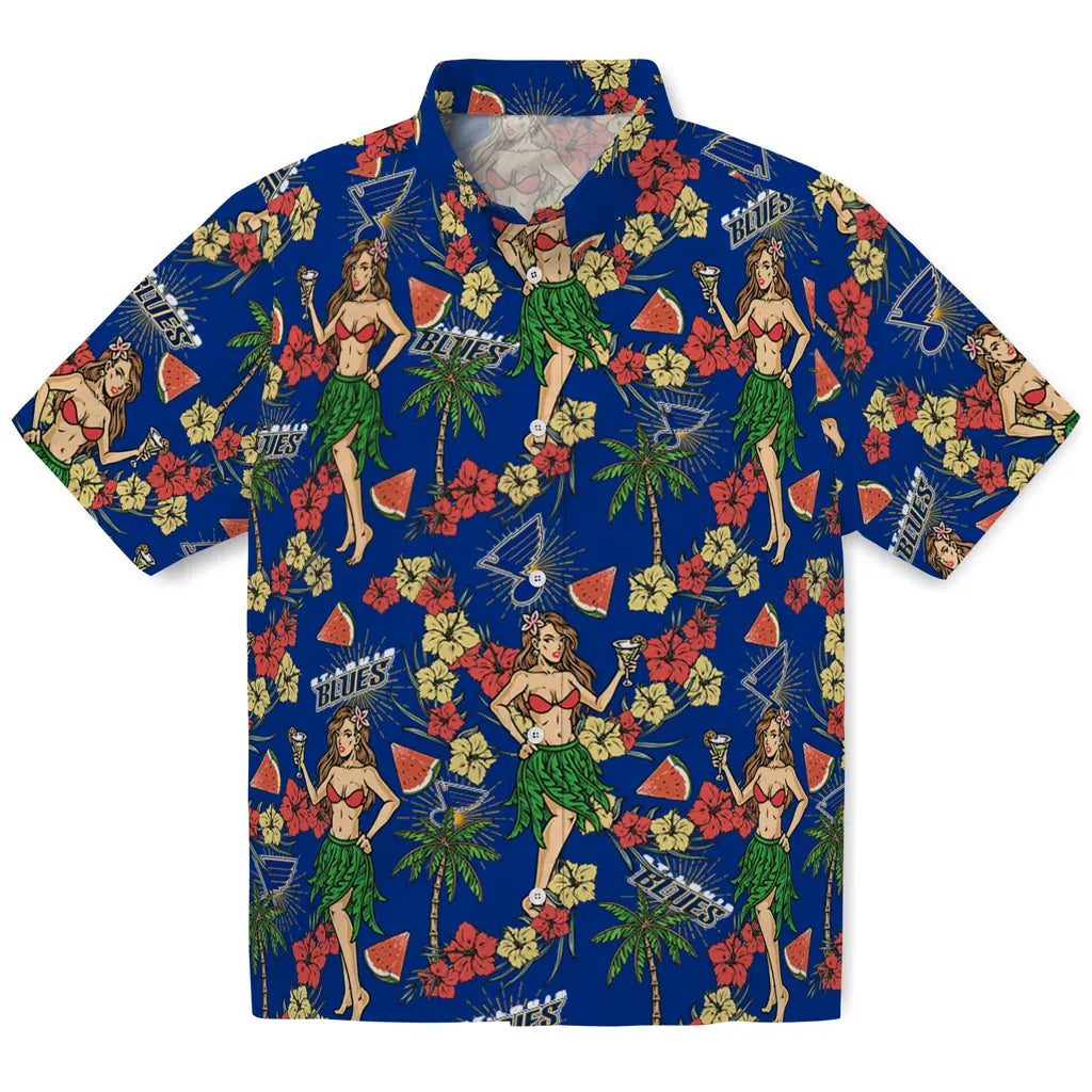 St. Louis Blues Hawaiian Shirt - Hawaiian Girls Design | Moonbestprint