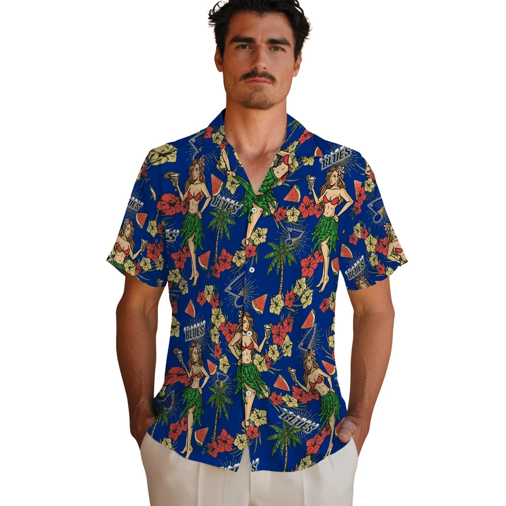 St. Louis Blues Hawaiian Shirt - Hawaiian Girls Design | Moonbestprint