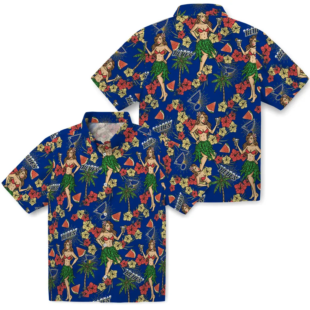 St. Louis Blues Hawaiian Shirt - Hawaiian Girls Design | Moonbestprint