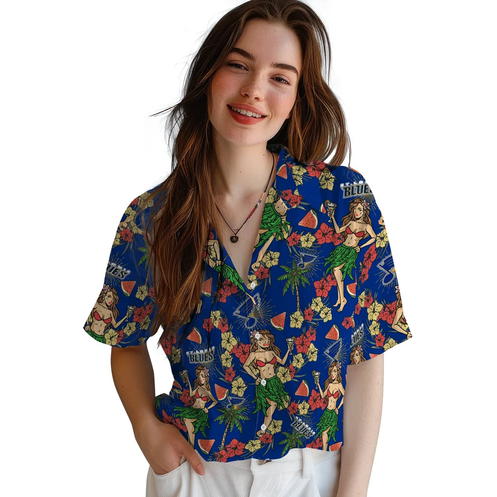St. Louis Blues Hawaiian Shirt - Hawaiian Girls Design | Moonbestprint