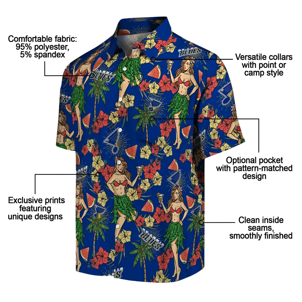 St. Louis Blues Hawaiian Shirt - Hawaiian Girls Design | Moonbestprint