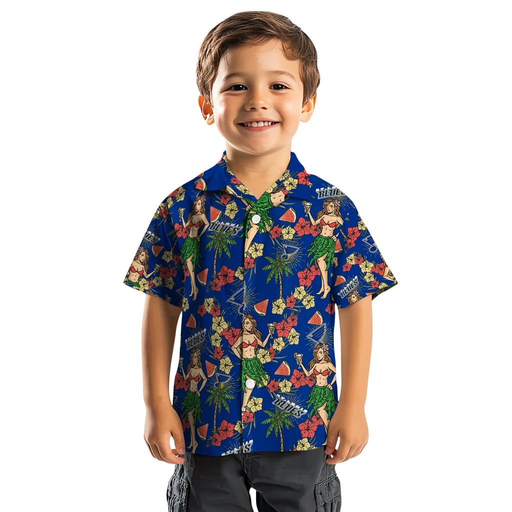 St. Louis Blues Hawaiian Shirt - Hawaiian Girls Design | Moonbestprint