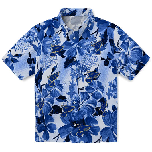 St. Louis Blues Hawaiian Shirt - Hibiscus Arrangement | Moonbestprint