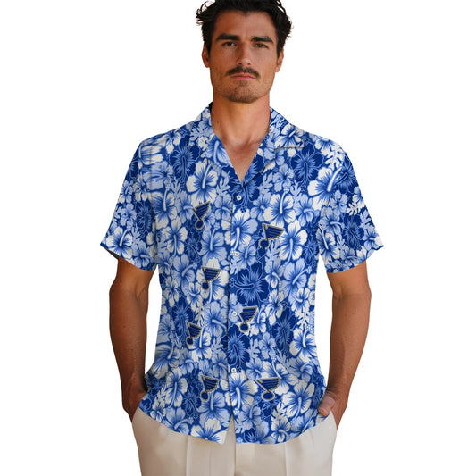 St. Louis Blues Hawaiian Shirt - Hibiscus Blooms | Moonbestprint