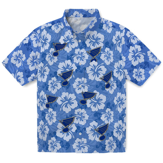 St. Louis Blues Hawaiian Shirt - Hibiscus Cluster | Moonbestprint