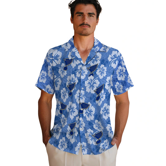 St. Louis Blues Hawaiian Shirt - Hibiscus Cluster | Moonbestprint