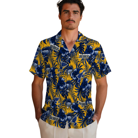St. Louis Blues Hawaiian Shirt - Hibiscus Exotic | Moonbestprint