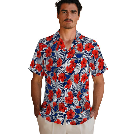 St. Louis Blues Hawaiian Shirt - Hibiscus Fiesta | Moonbestprint