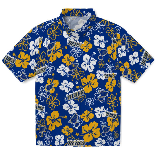 St. Louis Blues Hawaiian Shirt - Hibiscus Flower Design | Moonbestprint