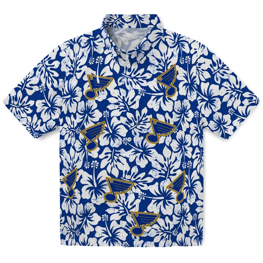 St. Louis Blues Hawaiian Shirt - Hibiscus Motif | Moonbestprint