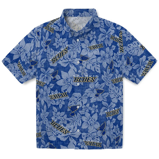St. Louis Blues Hawaiian Shirt - Hibiscus Oasis | Moonbestprint