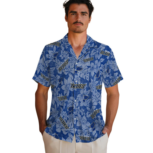 St. Louis Blues Hawaiian Shirt - Hibiscus Oasis | Moonbestprint
