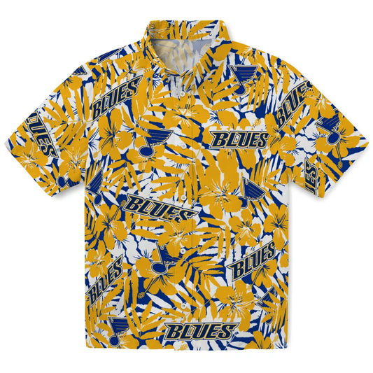 St. Louis Blues Hawaiian Shirt - Hibiscus Overlay | Moonbestprint