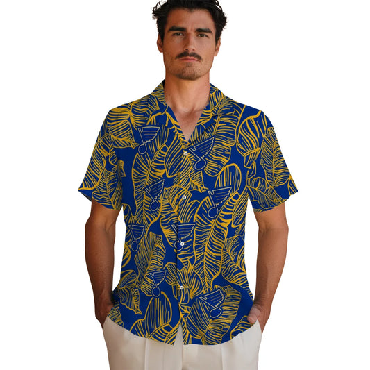 St. Louis Blues Hawaiian Shirt - Leaf Outline | Moonbestprint