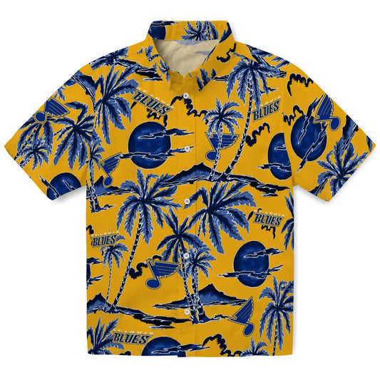 St. Louis Blues Hawaiian Shirt - Palm Sunset | Moonbestprint