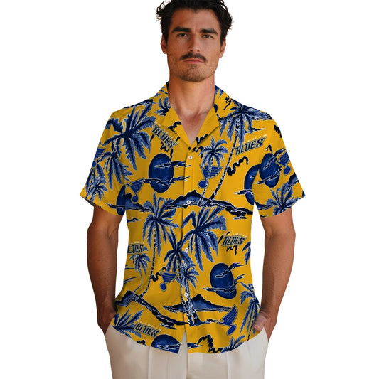 St. Louis Blues Hawaiian Shirt - Palm Sunset | Moonbestprint