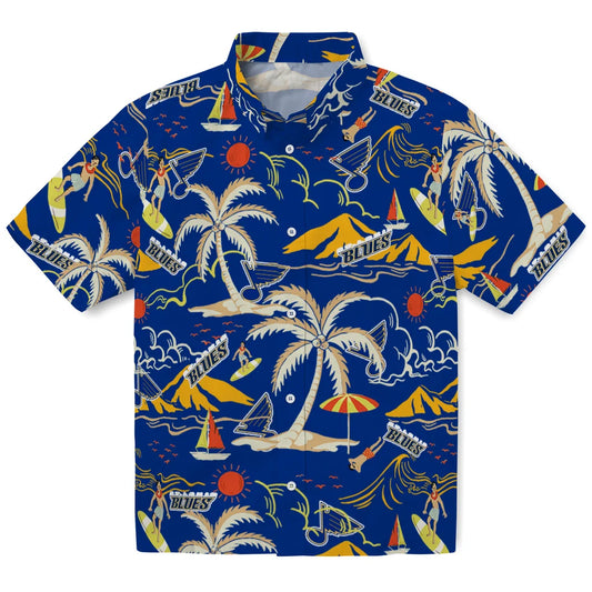 St. Louis Blues Hawaiian Shirt - Palm Tree Island | Moonbestprint