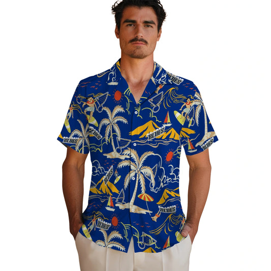 St. Louis Blues Hawaiian Shirt - Palm Tree Island | Moonbestprint