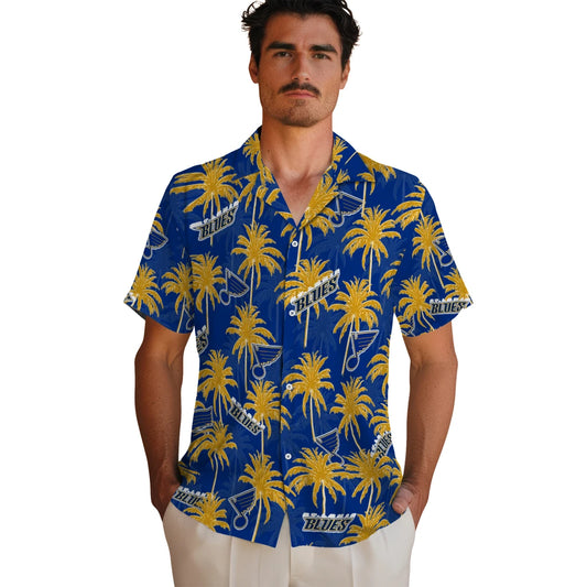 St. Louis Blues Hawaiian Shirt - Palm Tree Motif | Moonbestprint