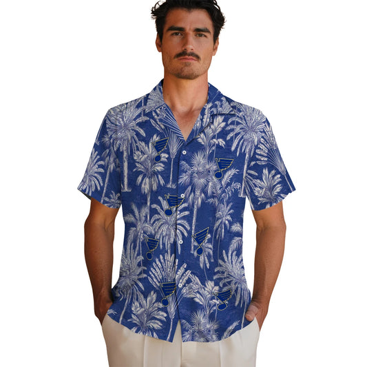 St. Louis Blues Hawaiian Shirt - Vintage Palm Tree | Moonbestprint