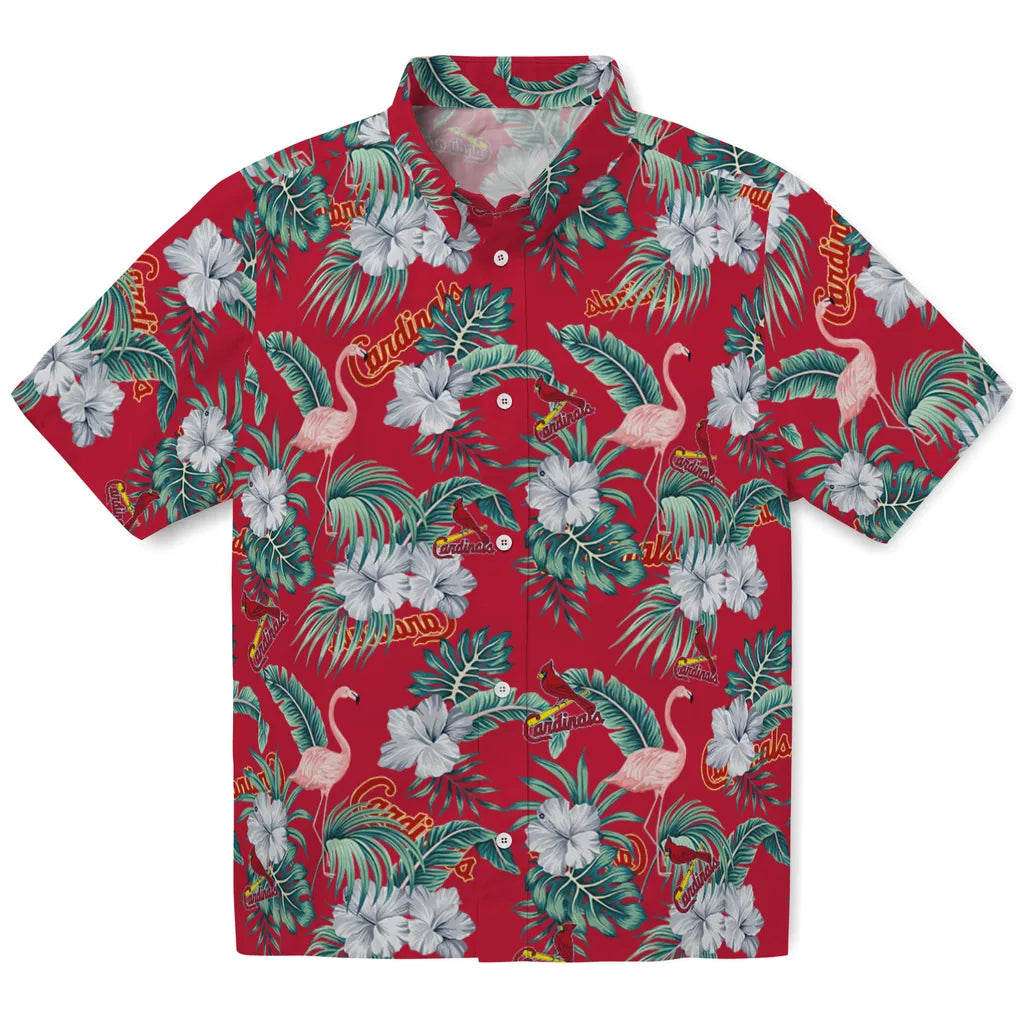 St. Louis Cardinals Hawaiian Shirt - Flamingo and Hibiscus | Moonbestprint