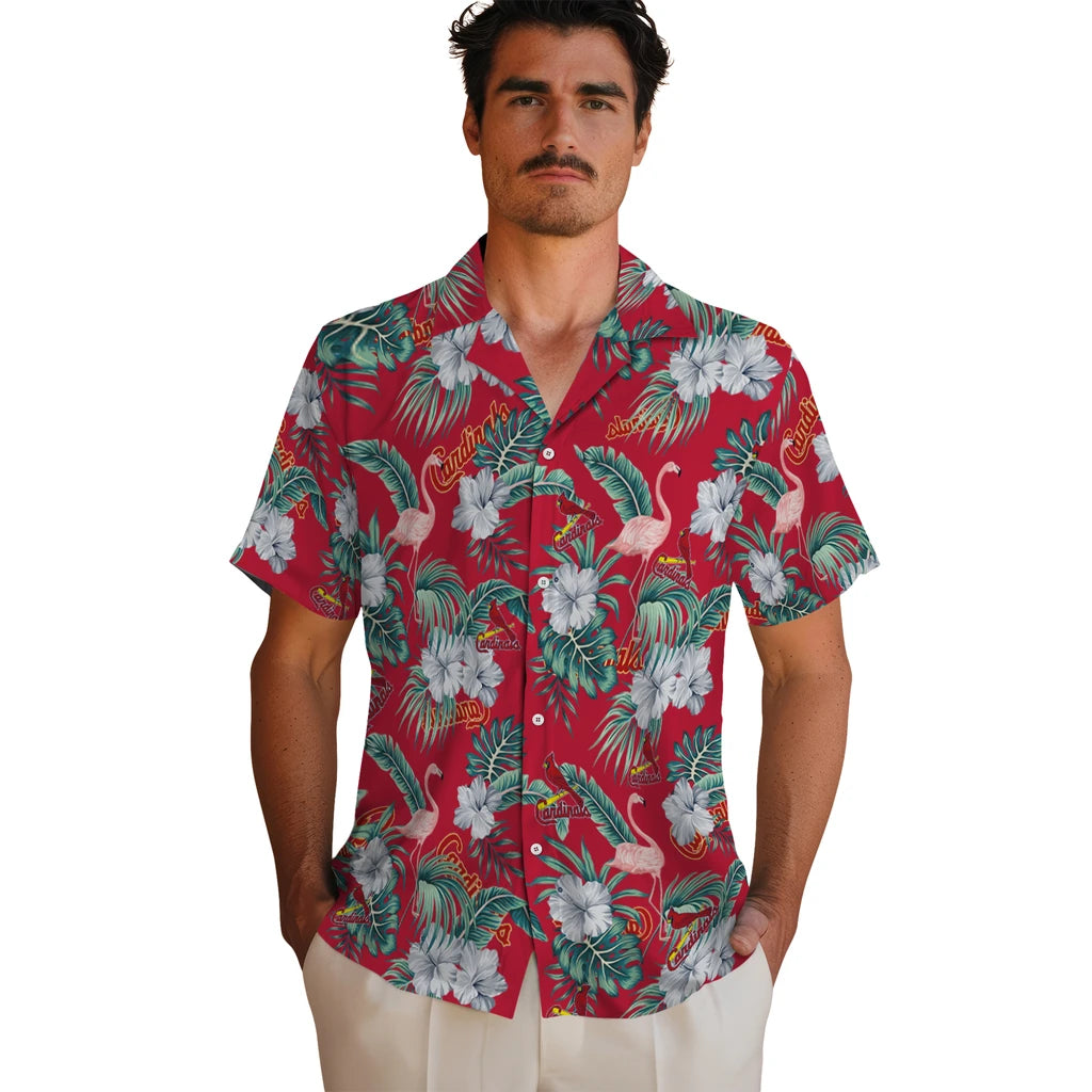 St. Louis Cardinals Hawaiian Shirt - Flamingo and Hibiscus | Moonbestprint