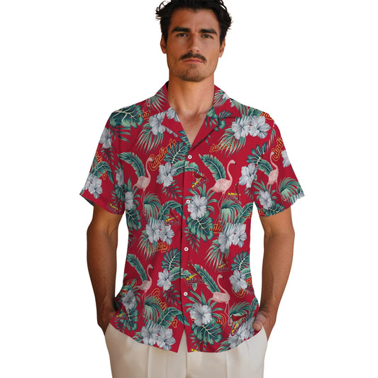 St. Louis Cardinals Hawaiian Shirt - Flamingo and Hibiscus | Moonbestprint