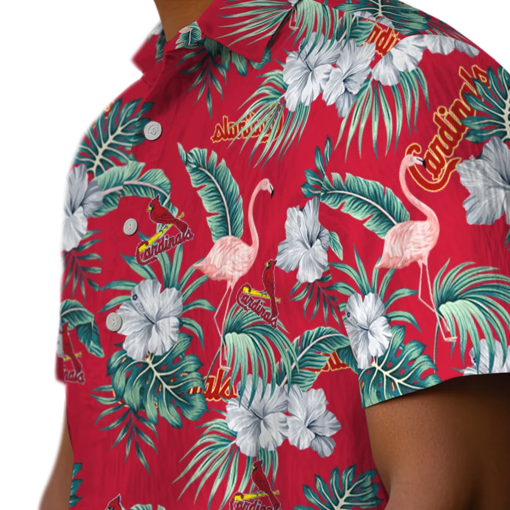 St. Louis Cardinals Hawaiian Shirt - Flamingo and Hibiscus | Moonbestprint