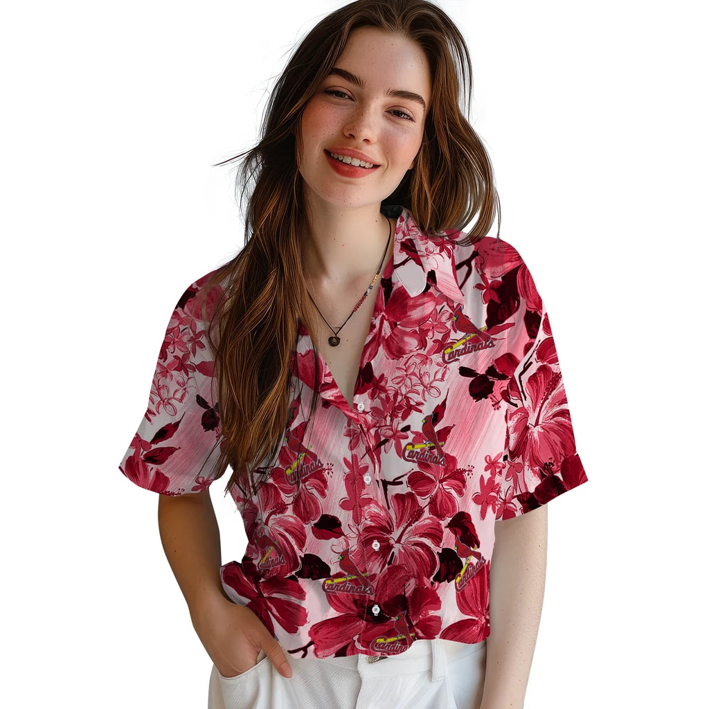 St. Louis Cardinals Hawaiian Shirt - Hibiscus Arrangement | Moonbestprint