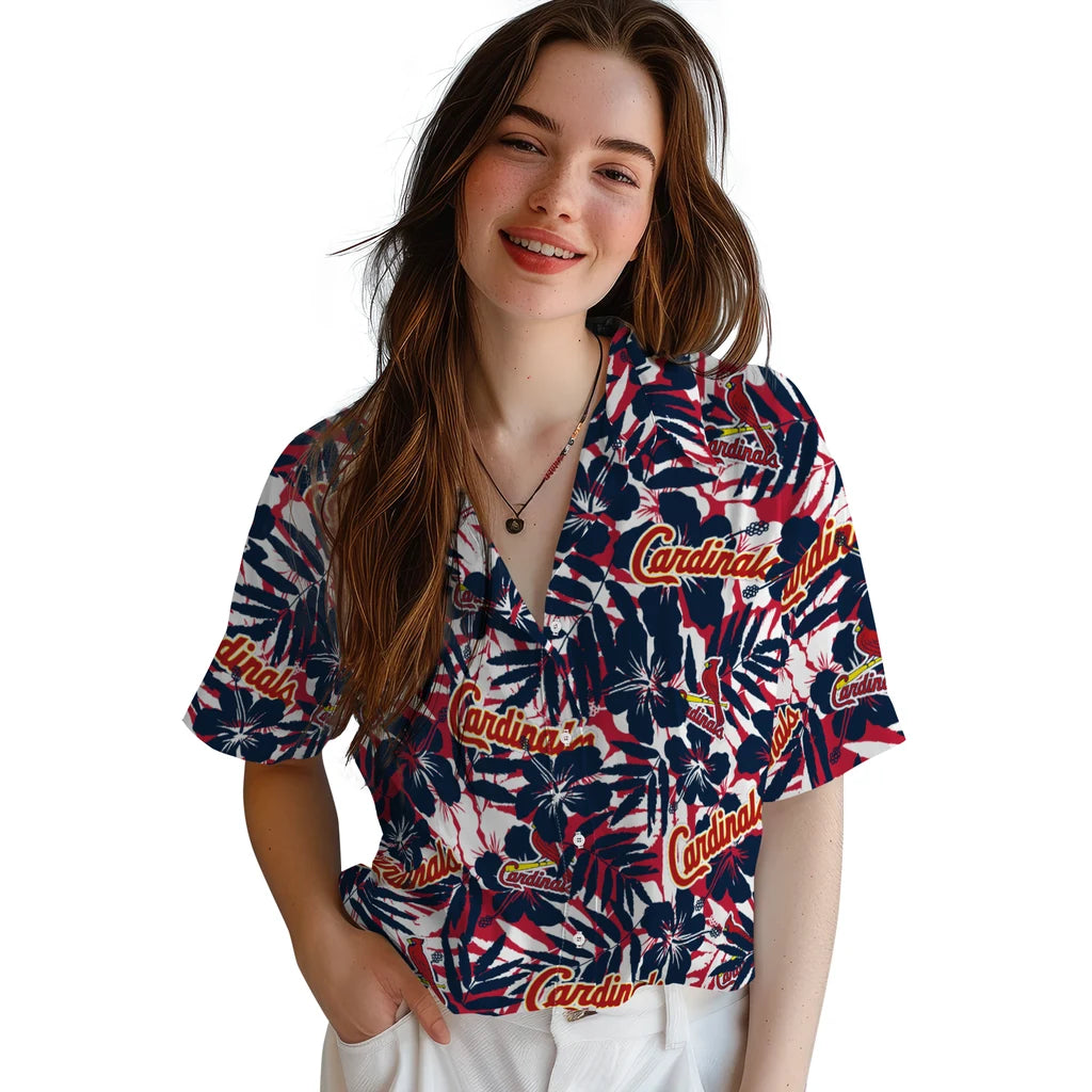 St. Louis Cardinals Hawaiian Shirt - Hibiscus Overlay | Moonbestprint