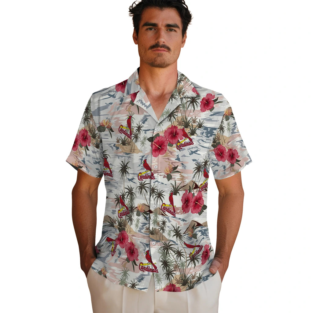 St. Louis Cardinals Hawaiian Shirt - Hibiscus Seaside | Moonbestprint