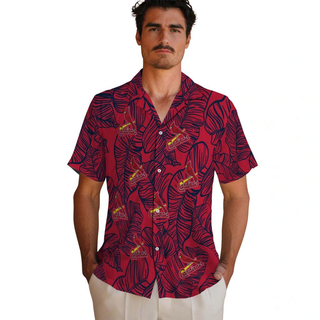 St. Louis Cardinals Hawaiian Shirt - Leaf Outline | Moonbestprint