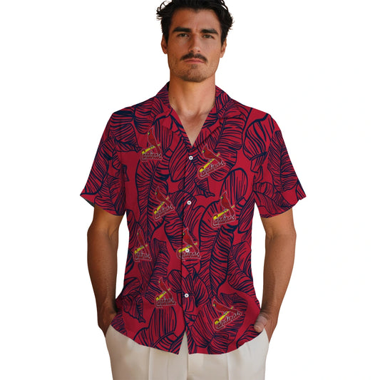 St. Louis Cardinals Hawaiian Shirt - Leaf Outline | Moonbestprint