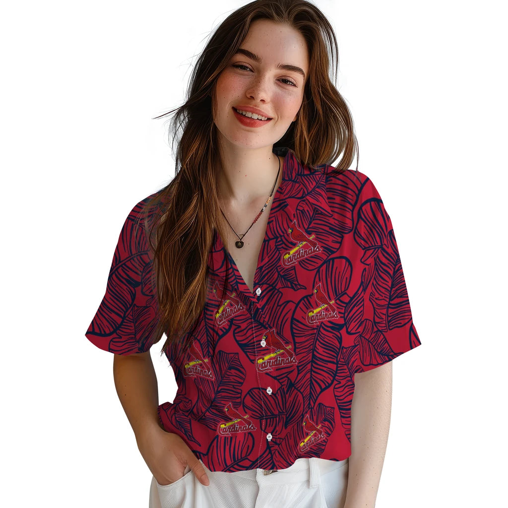 St. Louis Cardinals Hawaiian Shirt - Leaf Outline | Moonbestprint