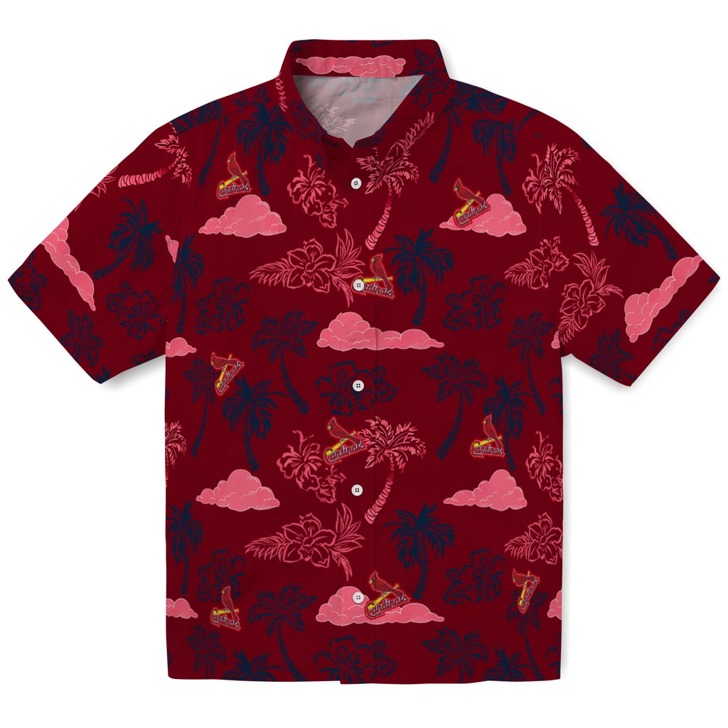 St. Louis Cardinals Hawaiian Shirt - Palm And Clouds | Moonbestprint